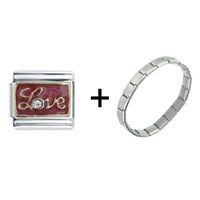 Pugster Gift Center - rhinestone love combination italian charm bracelet Image.