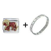 Pugster Gift Center - red lion combination italian charm bracelet Image.