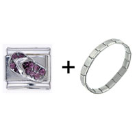 Pugster Gift Center - holiday garnet stone sandal italian charm bracelets combination Image.