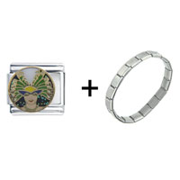 Pugster Gift Center - mardi gras woman combination italian charm bracelet Image.