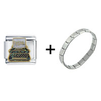 Pugster Gift Center - typewriter combination italian charm bracelet Image.