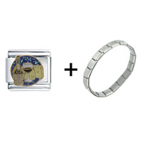 Pugster Gift Center - wine and cheese combination italian charm bracelet Image.