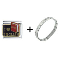 Pugster Gift Center - i heart english combination italian charm bracelet Image.