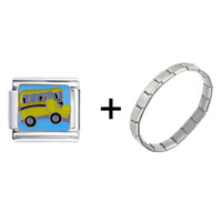 Pugster Gift Center - yellow school bus combination italian charm bracelet Image.