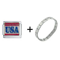 Pugster Gift Center - born in the usa combination italian charm bracelet Image.