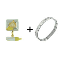 Pugster Gift Center - rugrats dil with bottle combination italian charm bracelet Image.
