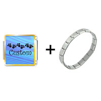 Pugster Gift Center - blue streak custom combination italian charm bracelet Image.