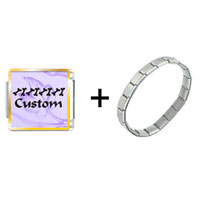 Pugster Gift Center - lavender leaf print custom combination italian charm bracelet Image.