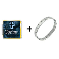 Pugster Gift Center - marble cross custom combination italian charm bracelet Image.