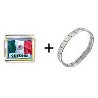 Pugster Gift Center - flag of mexico custom combination italian charm bracelet Image.