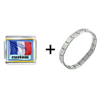 Pugster Gift Center - flag of france custom combination italian charm bracelet Image.