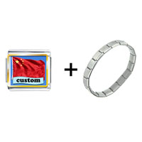 Pugster Gift Center - chinese flag custom combination italian charm bracelet Image.