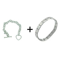 Pugster Gift Center - toggle starter with heart combination italian charm bracelet Image.