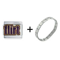 Pugster Gift Center - flirt logo combination italian charm bracelet Image.