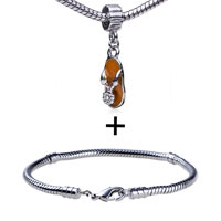 Pugster Gift Center - orange dangle rhinestone sandal bracelet combination Image.