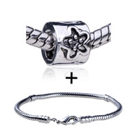 Pugster Gift Center - silver tone antique finish flower bracelet combination Image.