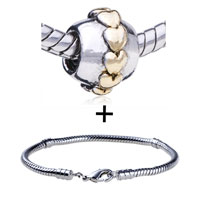 Pugster Gift Center - gold tone row of hearts bracelet combination Image.