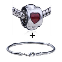 Pugster Gift Center - january garnet color birthstone heart european bead bracelets combination Image.
