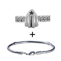 Pugster Gift Center - silver tone droplet star bracelet combination Image.