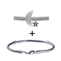 Pugster Gift Center - rhinestone star and moon bracelet combination Image.