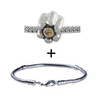 Pugster Gift Center - orange rhinestone flower bracelet combination Image.