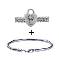 Pugster Gift Center - rhinestone heart lock bracelet combination Image.