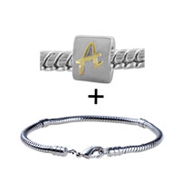 Pugster Gift Center - round gold tone letter a bracelet combination Image.