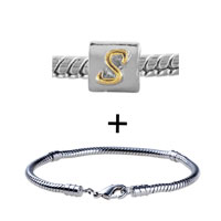 Pugster Gift Center - round gold tone letter s bracelet combination Image.