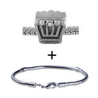 Pugster Gift Center - silver tone cube rhinestone crown bracelet combination Image.