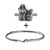Pugster Gift Center - silver tone antique finished wool dog bracelet combination Image.