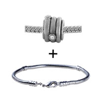 Pugster Gift Center - silver tone circle wrapped rhinestone bracelet combination Image.