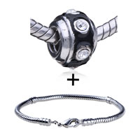 Pugster Gift Center - round shaped a thread of crystal pattern european bead bracelet combination Image.