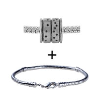 Pugster Gift Center - silver tone circle dotted bracelet combination Image.