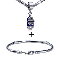 Pugster Gift Center - dangling leather shoe pattern european bead bracelet combination Image.
