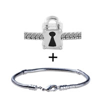 Pugster Gift Center - silver tone lock bracelet combination Image.