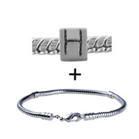 Pugster Gift Center - silver tone letter h pattern bracelet combination Image.
