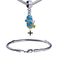 Pugster Gift Center - dangling flower leather shoe pattern european bead bracelet combination Image.