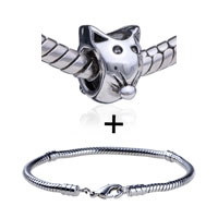 Pugster Gift Center - ugly cat pattern european bead bracelet combination Image.