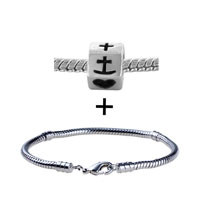 Pugster Gift Center - silver tone heart cross bracelet combination Image.