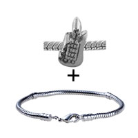 Pugster Gift Center - silver tone musical guitar bracelet combination Image.