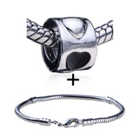 Pugster Gift Center - cylindrical four heart european bead bracelet combination Image.