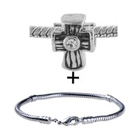 Pugster Gift Center - silver tone rhinestone cross bracelet combination Image.