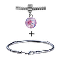 Pugster Gift Center - murano glass dangle flower bracelet combination Image.