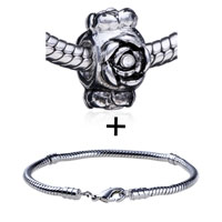 Pugster Gift Center - flamboyant peony in bloom pattern european bead bracelet combination Image.