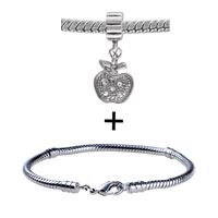 Pugster Gift Center - dangle apple rhinestone bracelet combination Image.