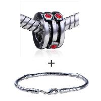 Pugster Gift Center - wheel with three january garnet color birthstones european bead bracelets combination Image.