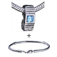 Pugster Gift Center - watch shape with march aquamarine color birthstone european bead bracelets combination Image.
