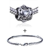 Pugster Gift Center - cylindrical shaped crystal heart pattern european bead bracelet combination Image.
