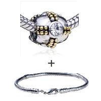 Pugster Gift Center - baguette shaped stunning cross pattern european bead bracelet combination Image.