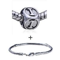 Pugster Gift Center - dice shaped letter i pattern european bead bracelet combination Image.
